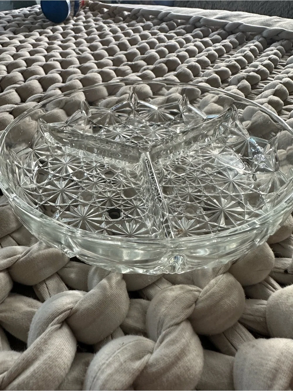 Vintage  Fenton Serving Dish Daisy and Button Divided Relish 3 Compartment